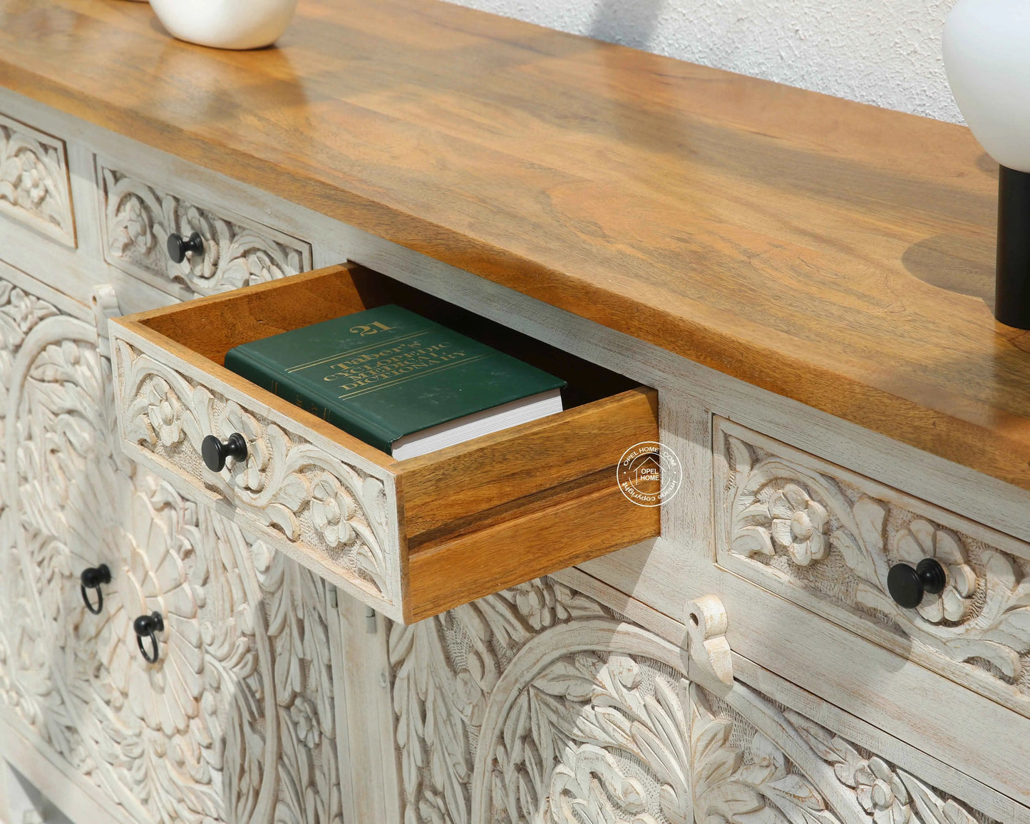 Bunny wooden 4 door 4 drawer carved Sideboard (Multiple Colors Options)