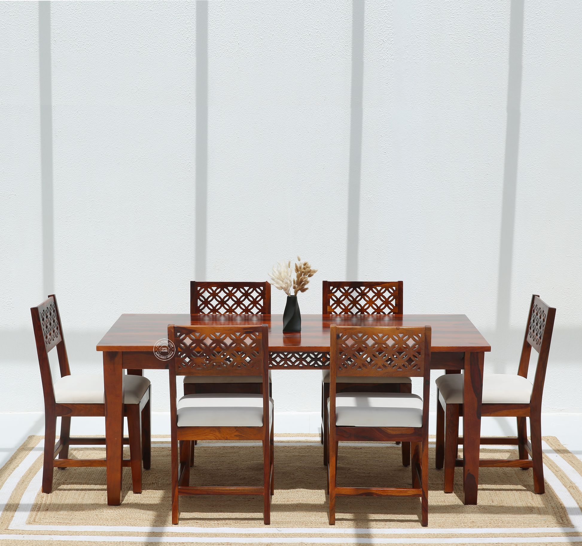 Canvas Wooden 6 Seater Dining Table - (Only Table , Honey finish)| Opelhome UAE