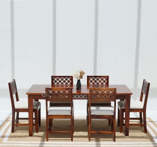 Canvas Wooden 6 Seater Dining Table - (Only Table , Honey finish)| Opelhome UAE