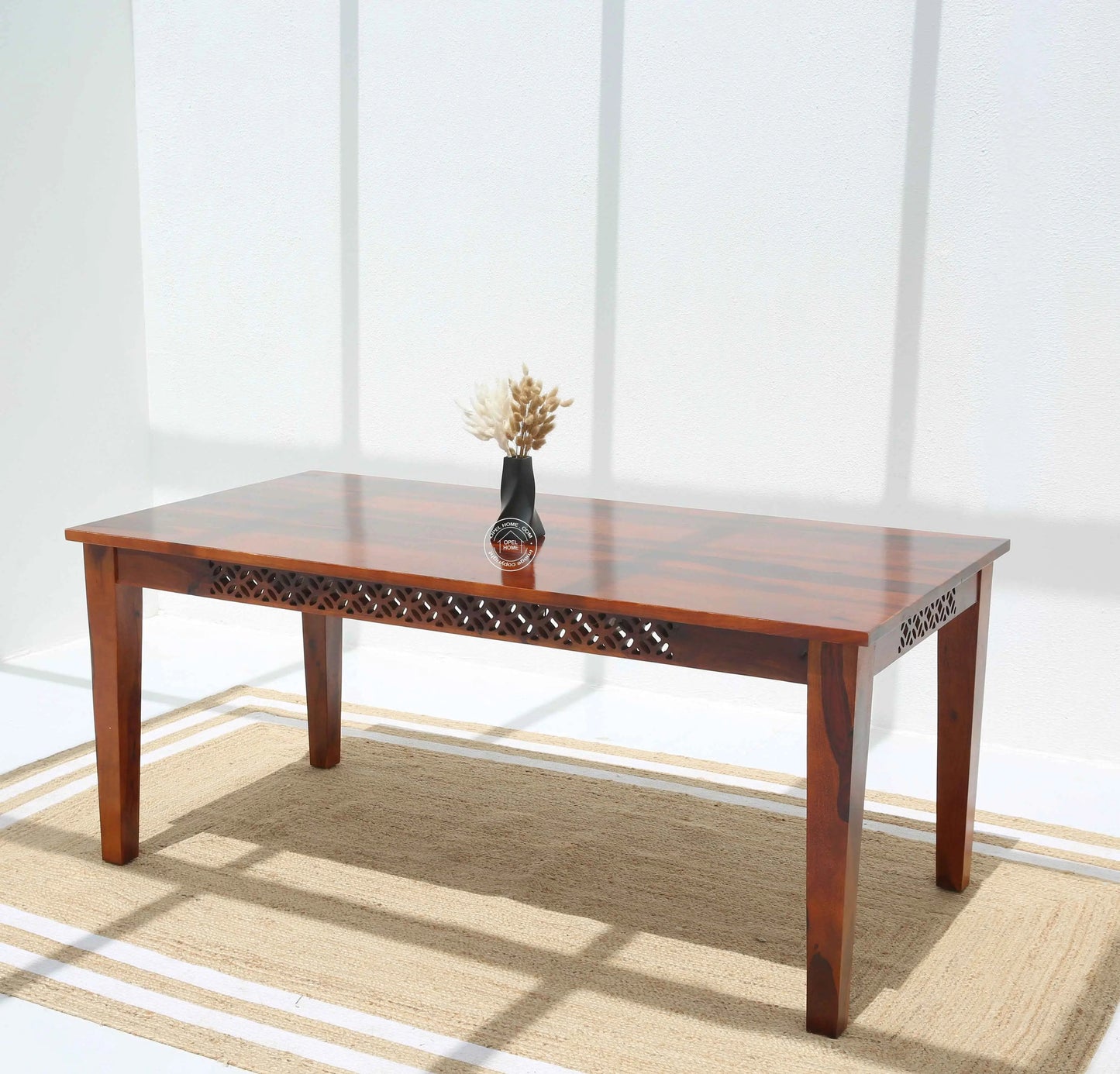 Canvas Wooden 6 Seater Dining Table - (Only Table , Honey finish)| Opelhome UAE