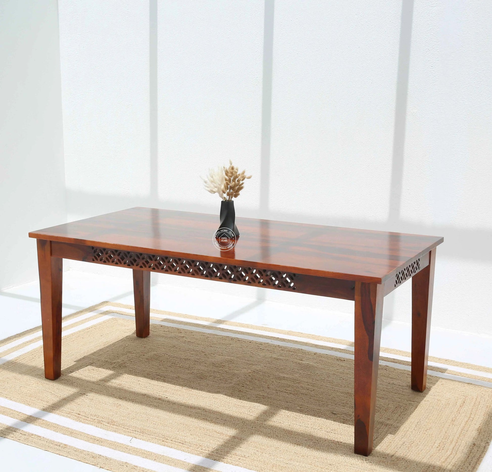 Canvas Wooden 6 Seater Dining Table - (Only Table , Honey finish)| Opelhome UAE