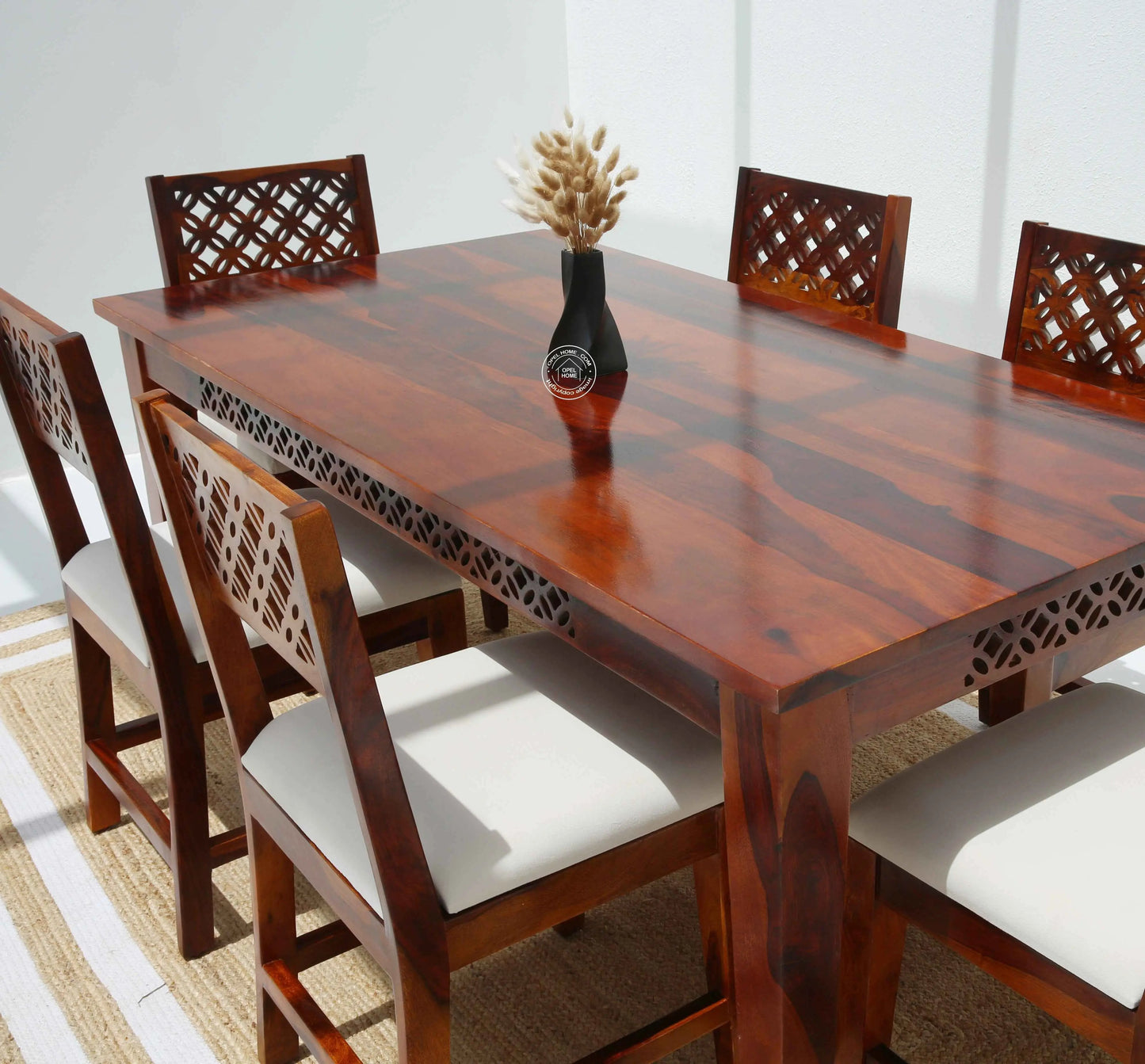Canvas Wooden 6 Seater Dining Table - (Only Table , Honey finish)| Opelhome UAE