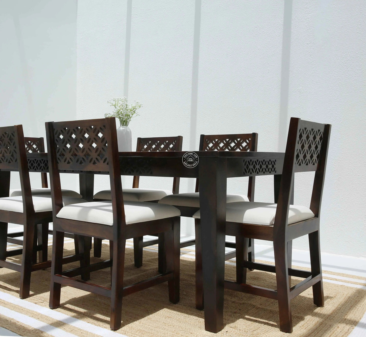 Canvas Wooden 6 Seater Dining Table (Only Table), Walnut finish | Opelhome UAE