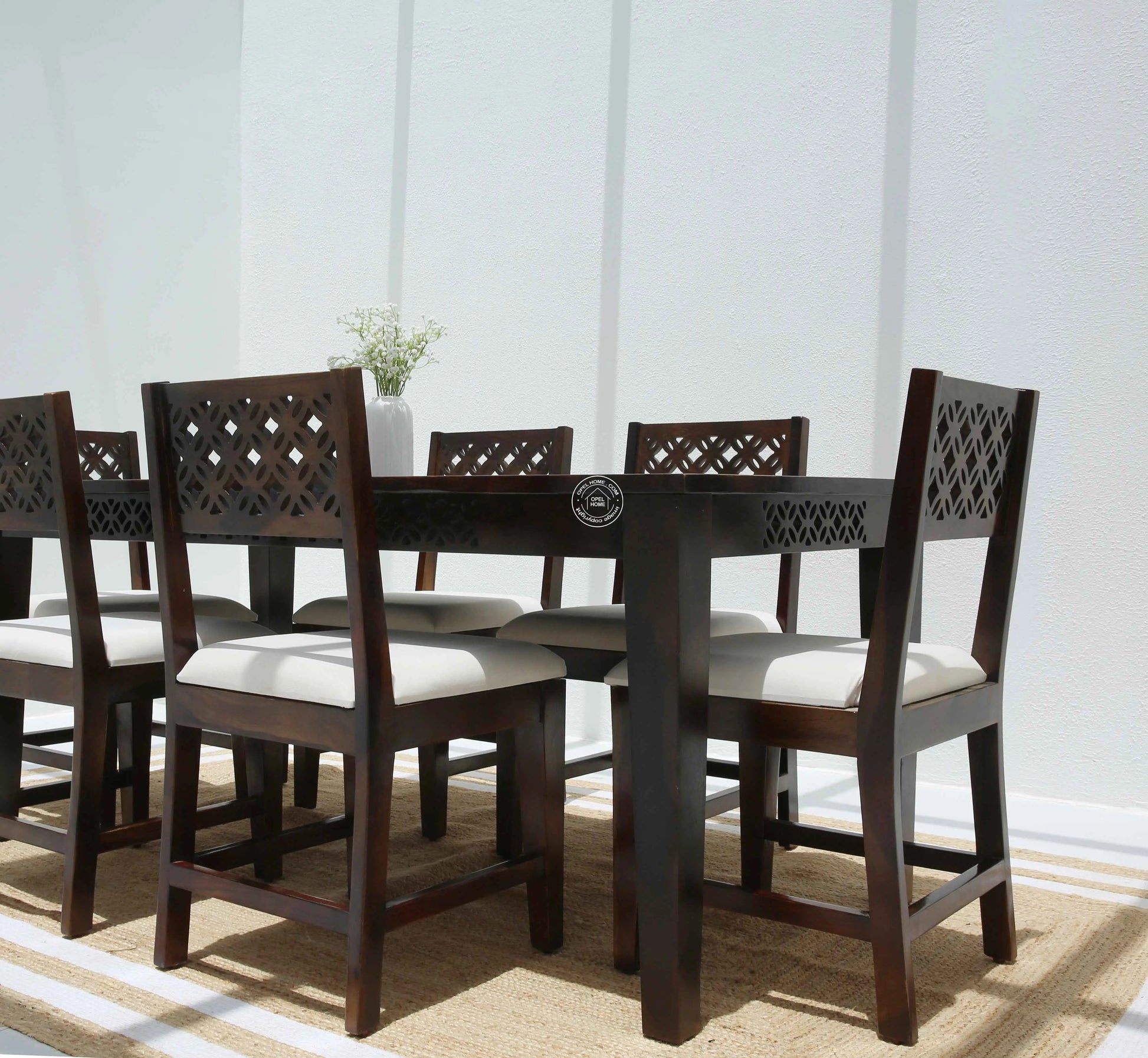 Canvas Wooden 6 Seater Dining Table (Only Table), Walnut finish | Opelhome UAE