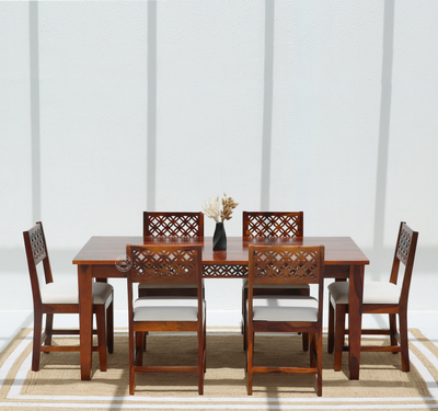 Canvas Wooden 6 Seater Dining Table - (Only Table , Honey finish)| Opelhome UAE
