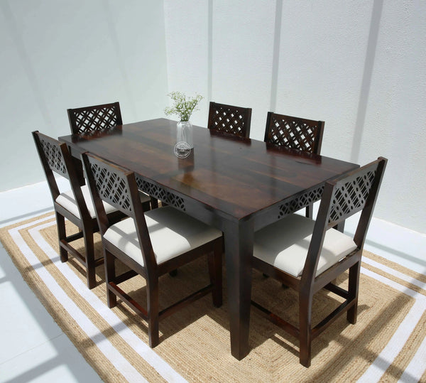 Canvas Wooden 6 Seater Dining Table (Only Table), Walnut finish | Opelhome UAE