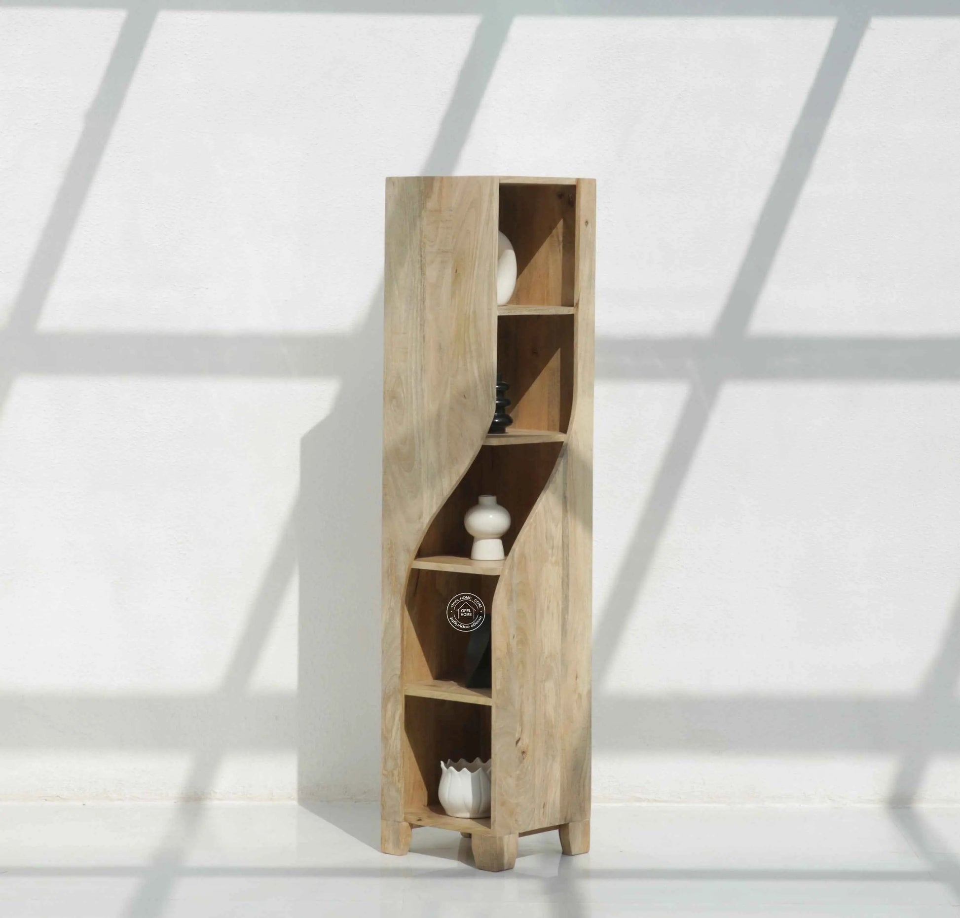 Carlton Corner Wooden Bookshelf – Solid Mango Wood, 160 cm | Opelhome UAE