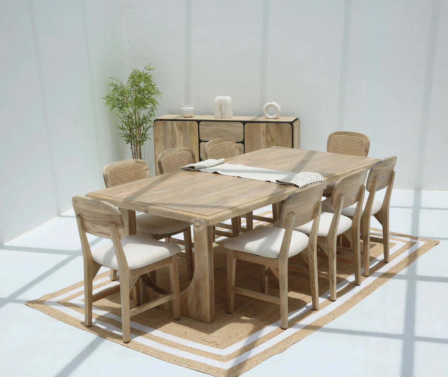 Carvera Wooden Dining Table – Only Table, Multiple Sizes, Solid Mango Wood | Opelhome UAE Opel Home
