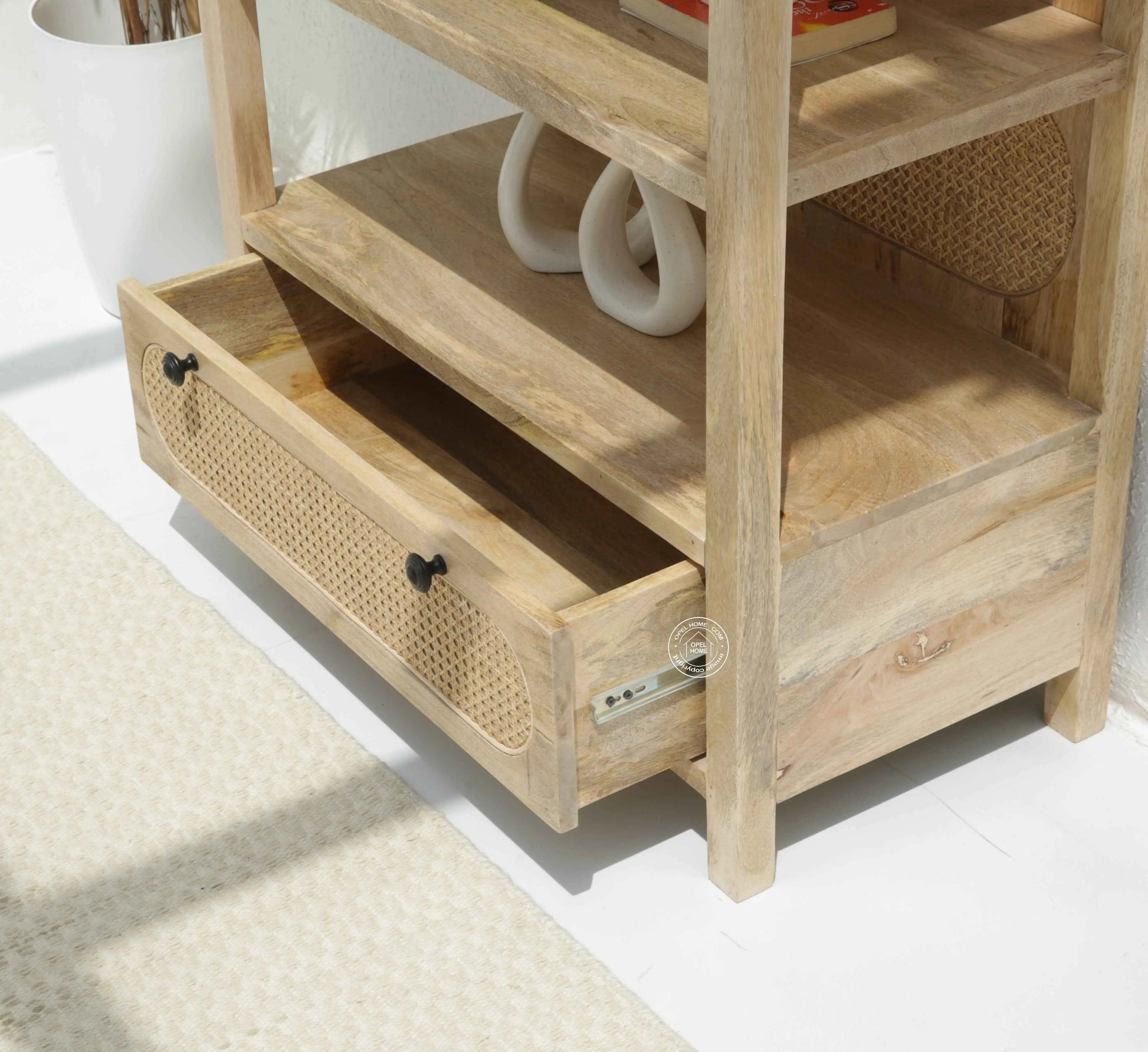 Cascio Rattan Bookcase with Drawer