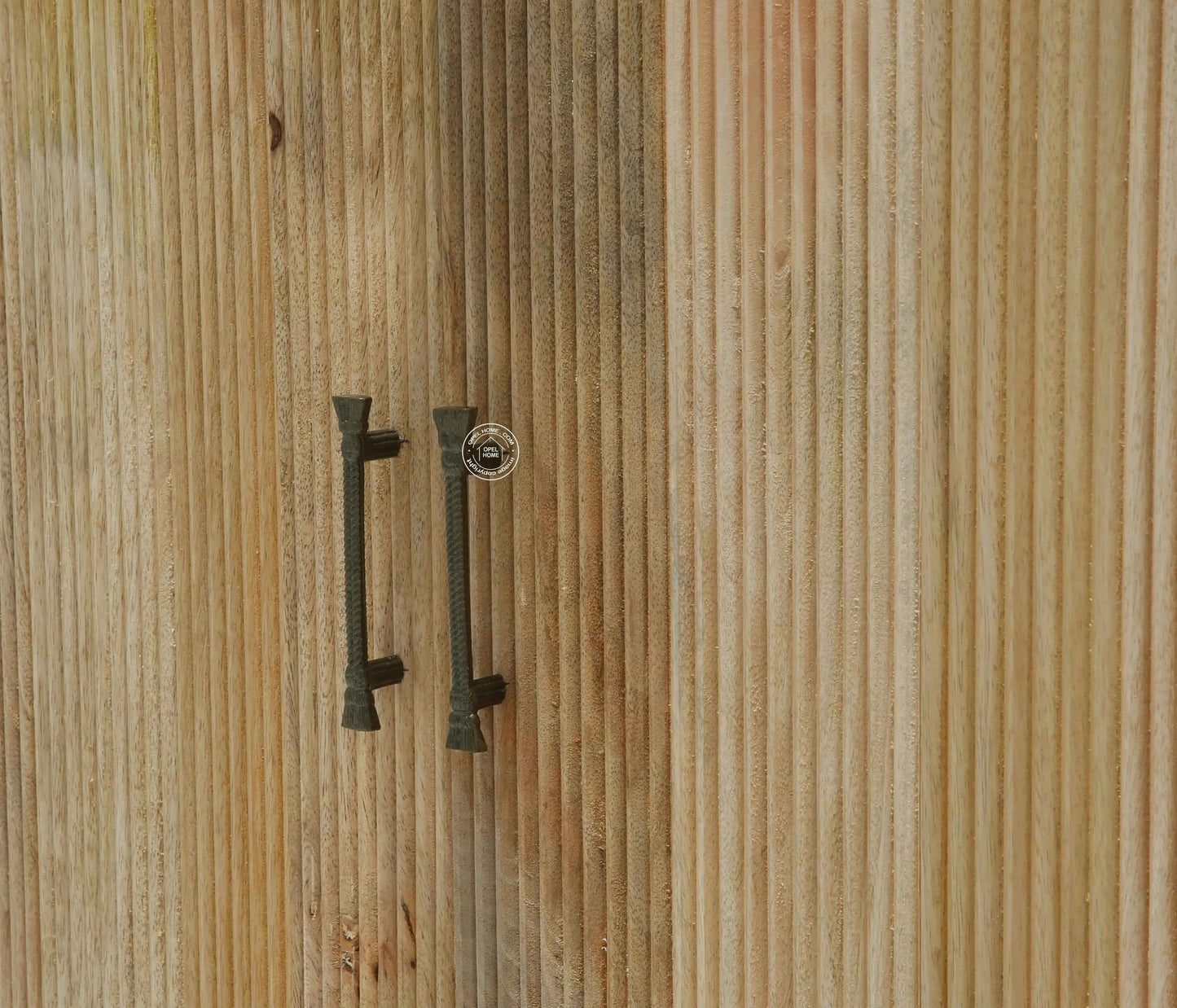 Cashion Wood Slat Closet – Solid Mango Wood, Natural Finish, Wardrobe | Opelhome UAE