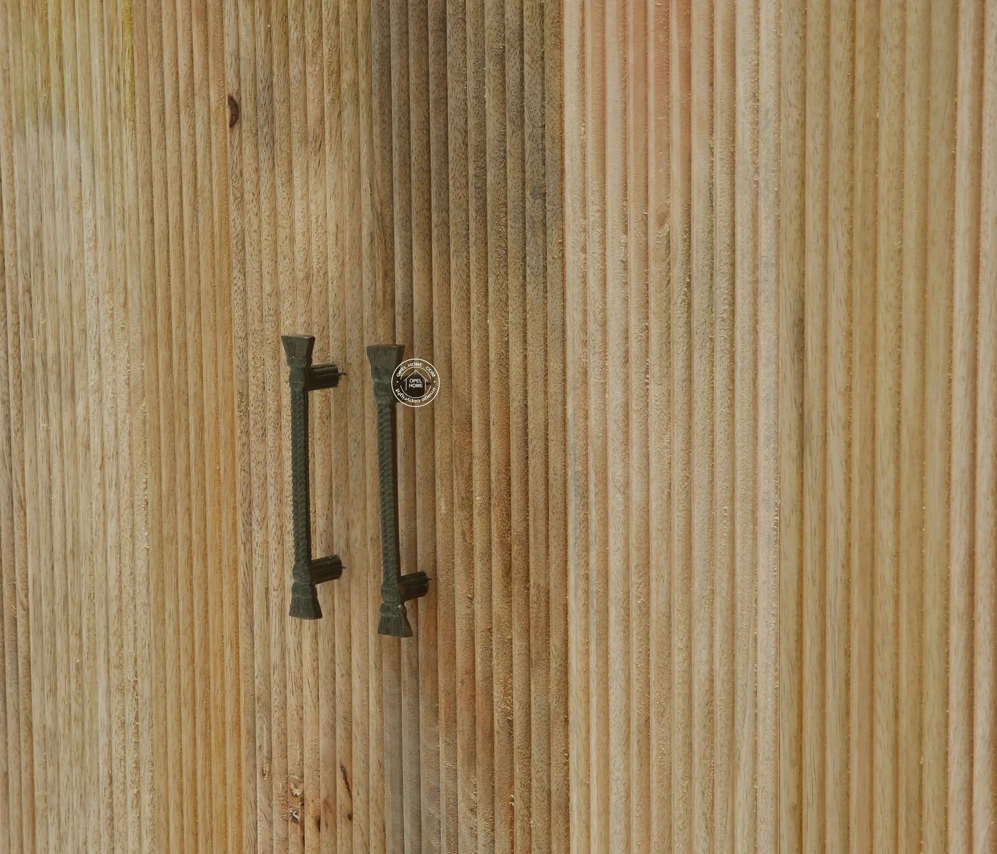 Cashion Wood Slat Closet – Solid Mango Wood, Natural Finish, Wardrobe | Opelhome UAE