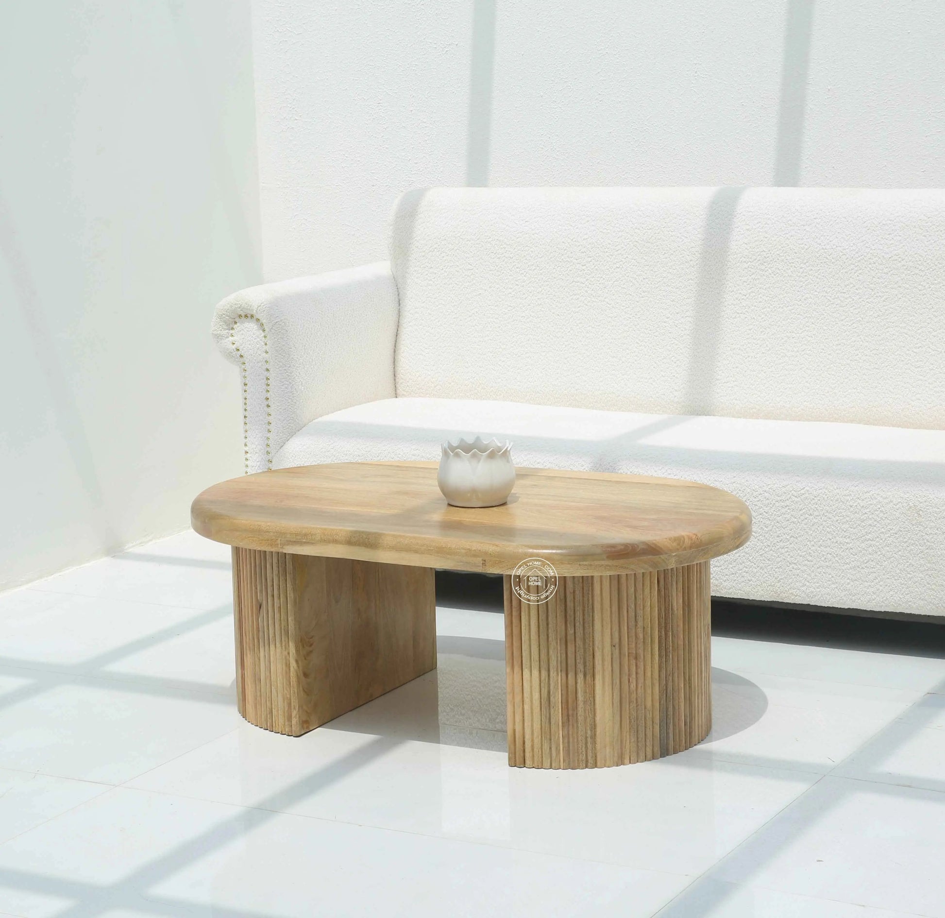 Catrien Wooden Coffee Table – Solid Mango Wood, Natural Finish | Opelhome UAE