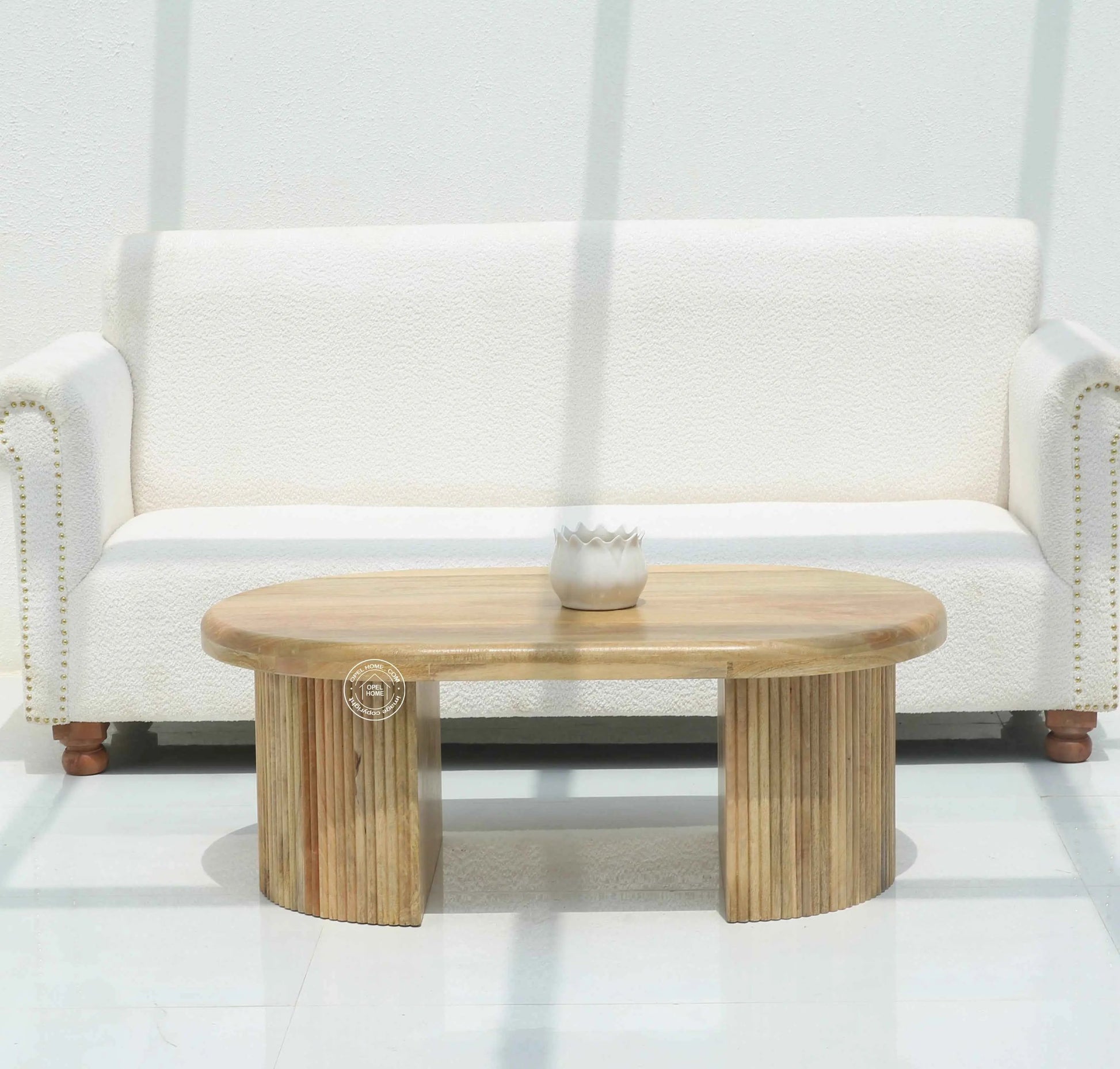 Catrien Wooden Coffee Table – Solid Mango Wood, Natural Finish | Opelhome UAE