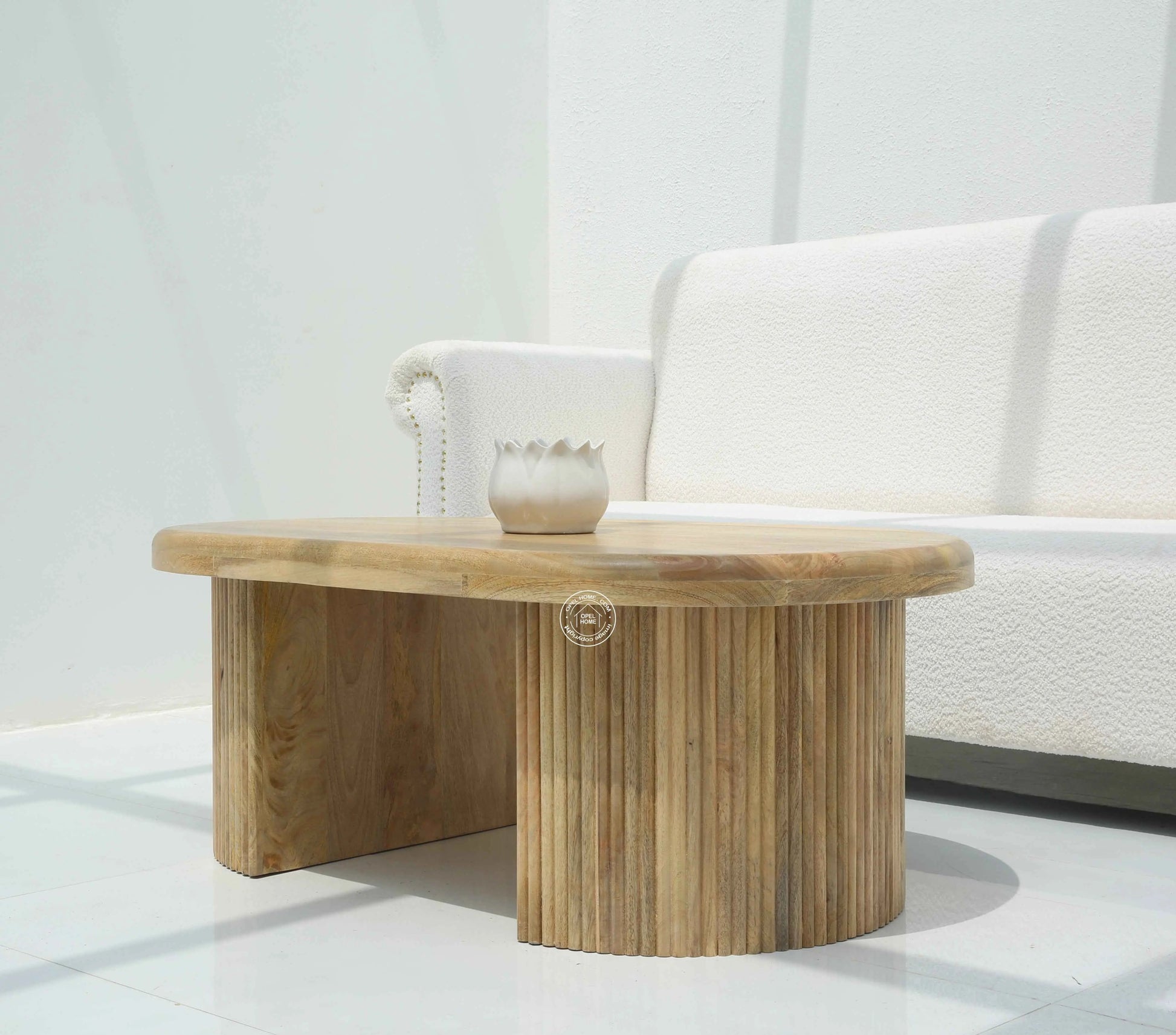 Catrien Wooden Coffee Table – Solid Mango Wood, Natural Finish | Opelhome UAE