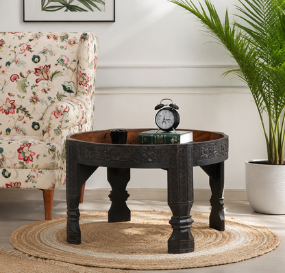 Alexi Solid Mango Wood Coffee Table 60x60cm – Black Finish |  Opelhome UAE