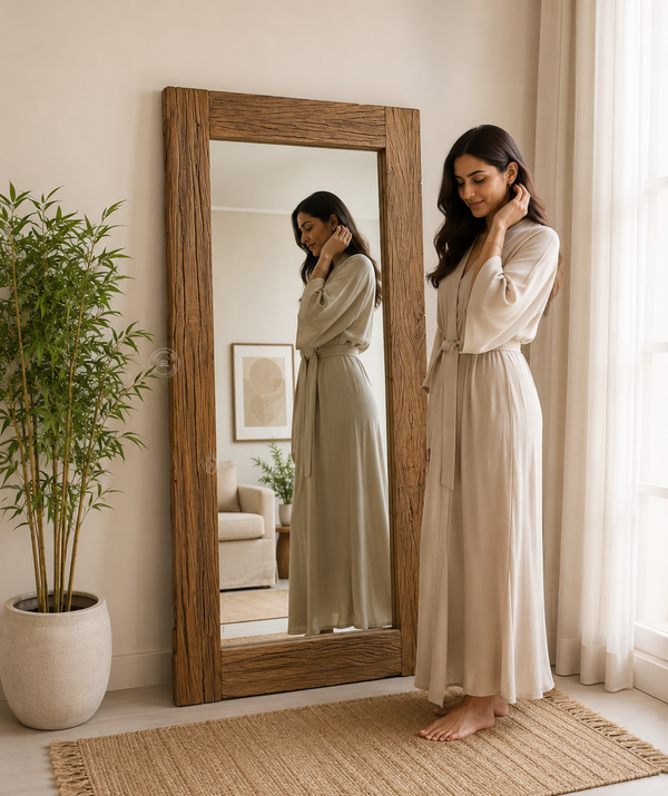 إطار مرآة بريجيت للسكك الحديدية - خشب سكة حديد صلب، مقاسات متعددة | أوبل هوم الإمارات العربية المتحدة