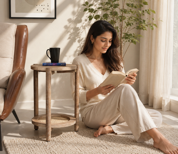 طاولة جانبية خشبية من هاربر - خشب مانجو مصمت، معالجة بالرمل | أوبل هوم الإمارات العربية المتحدة