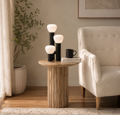 Pierro Wooden Side Table – Solid Mango Wood, Natural Finish | Opelhome UAE