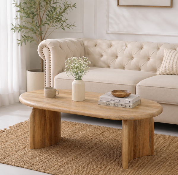 Foaster Wooden Coffee Table – Solid Mango Wood, Natural Finish | Opelhome UAE