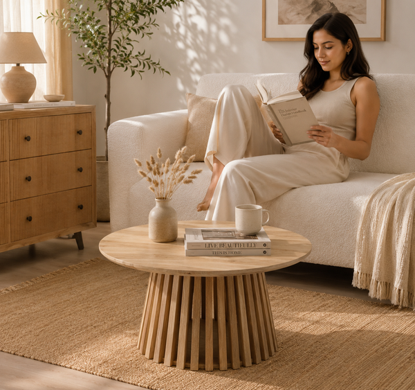 Brasher Wooden Coffee Table – Solid Mango Wood, Multiple Sizes | Opelhome UAE
