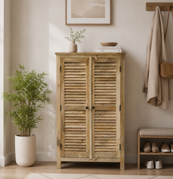 Moiser Solid Mango Wood Shoe Rack – Natural Finish (Medium) | Opel Home UAE