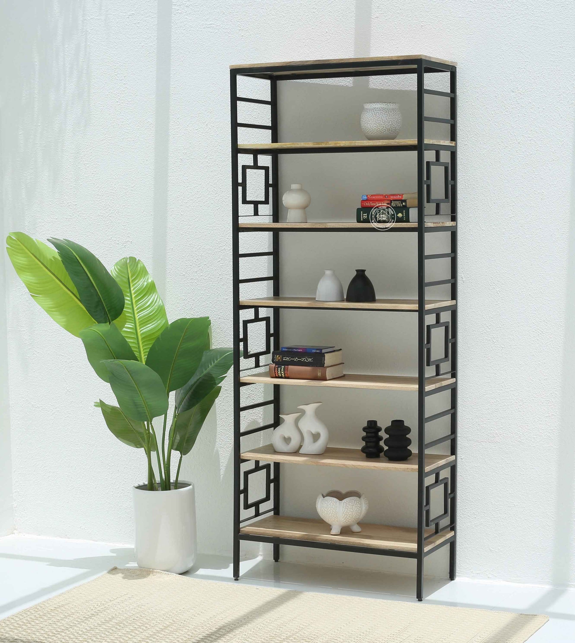 Chroma Wooden Shelves with Metal Frame – Solid Wood, 200 cm | Opelhome UAE