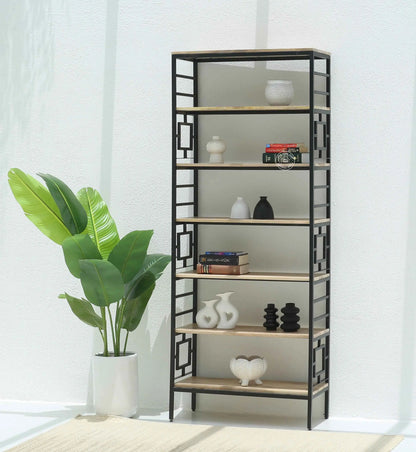 Chroma Wooden Shelves with Metal Frame – Solid Wood, 200 cm | Opelhome UAE