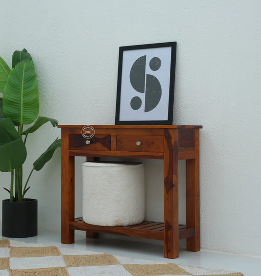 Clifton Wooden Console with Two Drawers (Honey finish) - Opelhome