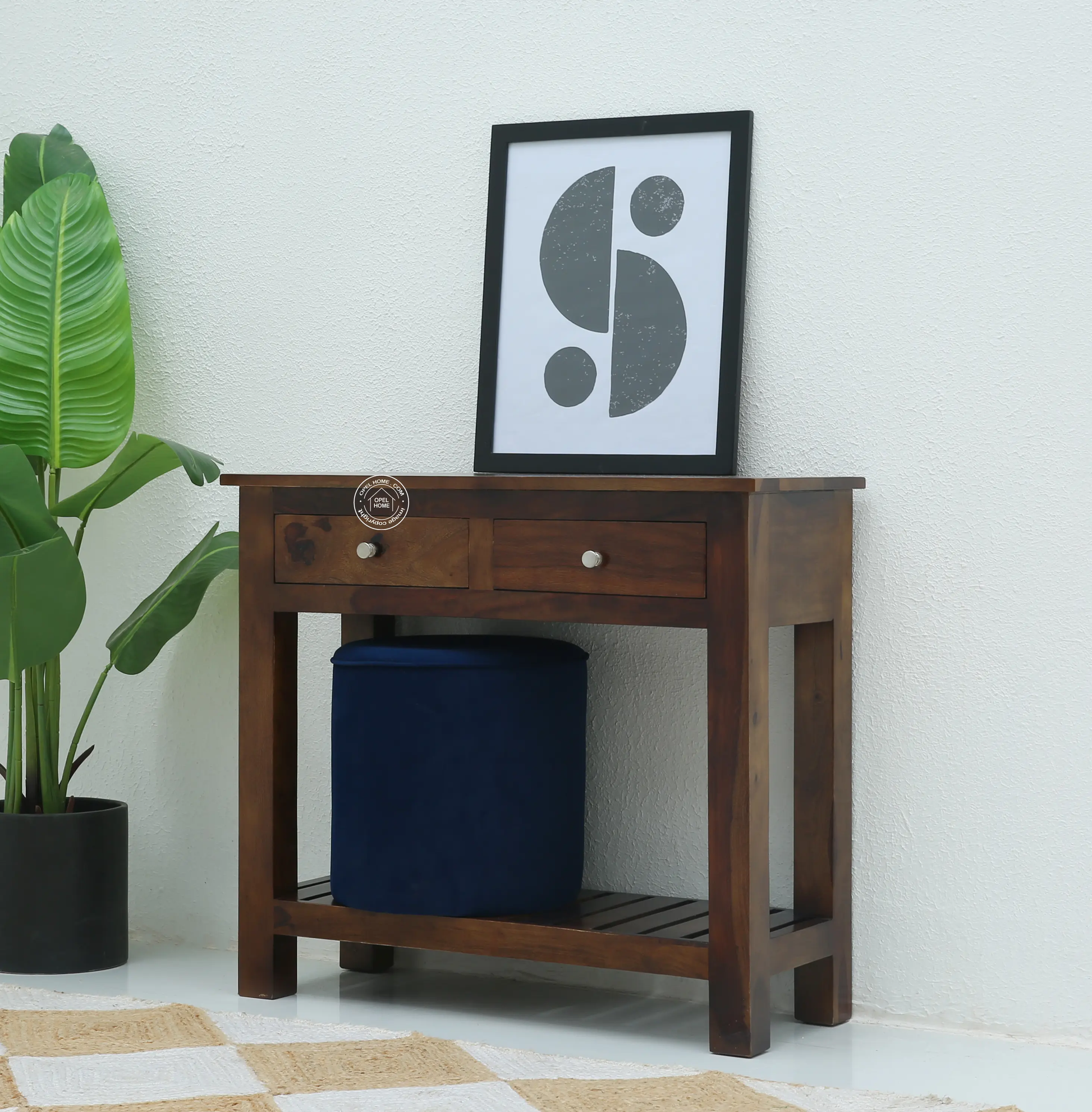 Clifton Wooden Console with Two Drawers – Solid Rose Wood, Walnut Finish | Opelhome UAE - Opelhome