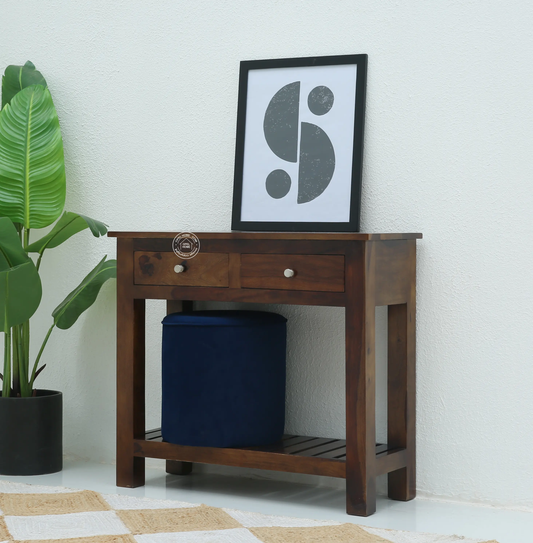 Clifton Wooden Console with Two Drawers – Solid Rose Wood, Walnut Finish | Opelhome UAE - Opelhome