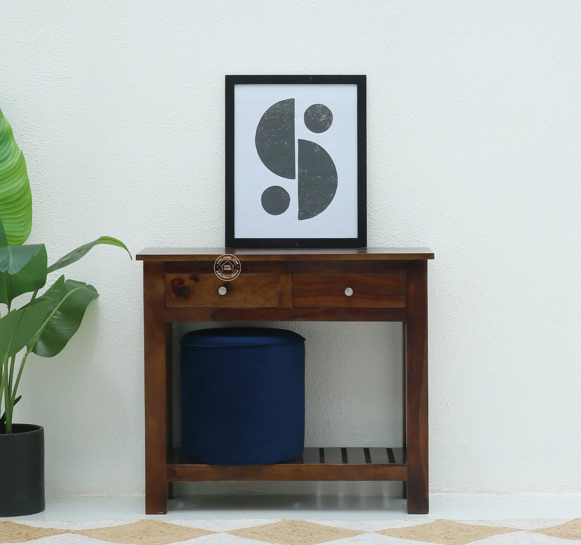 Clifton Wooden Console with Two Drawers – Solid Rose Wood, Walnut Finish | Opelhome UAE - Opelhome