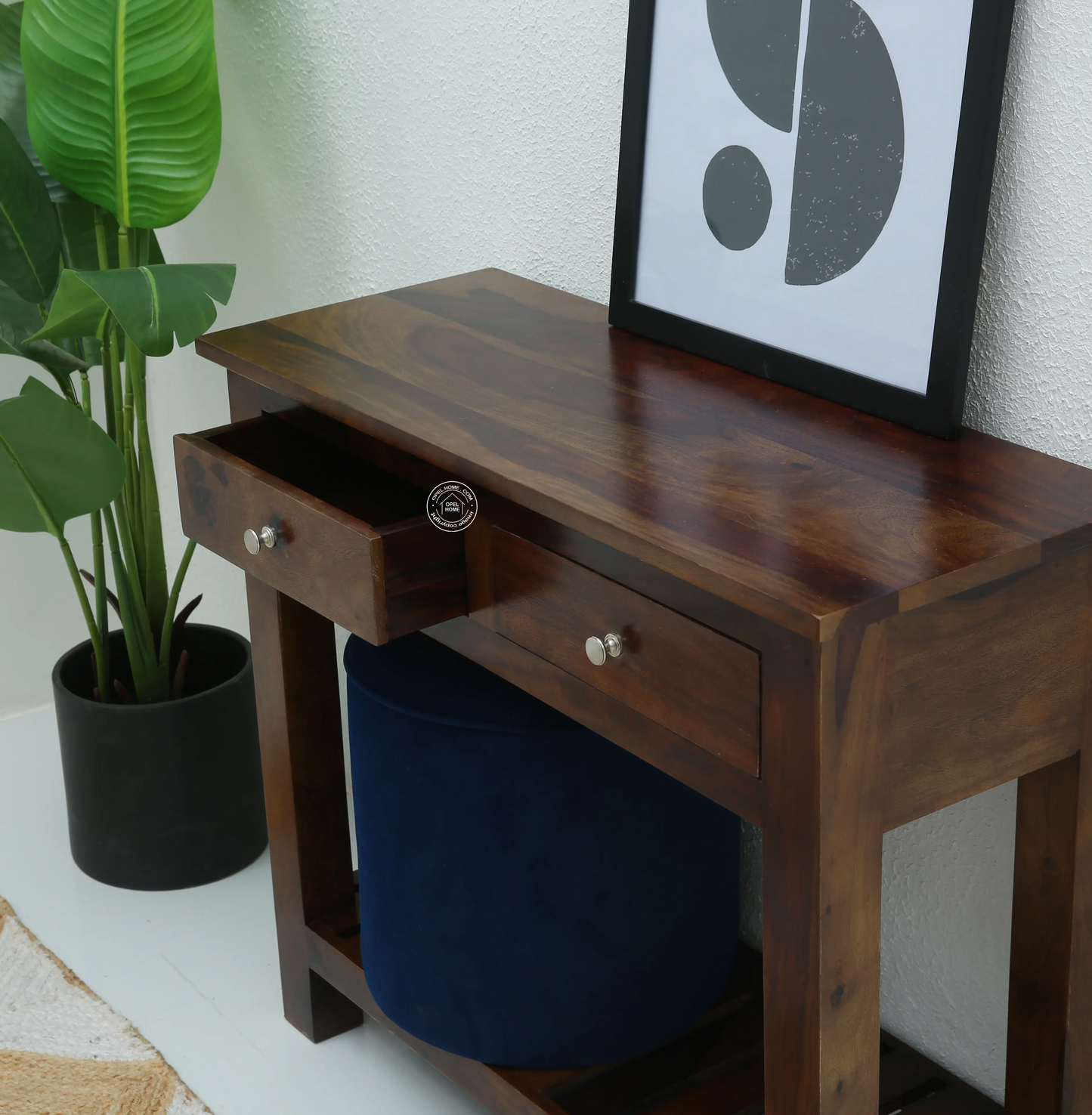 Clifton Wooden Console with Two Drawers – Solid Rose Wood, Walnut Finish | Opelhome UAE - Opelhome