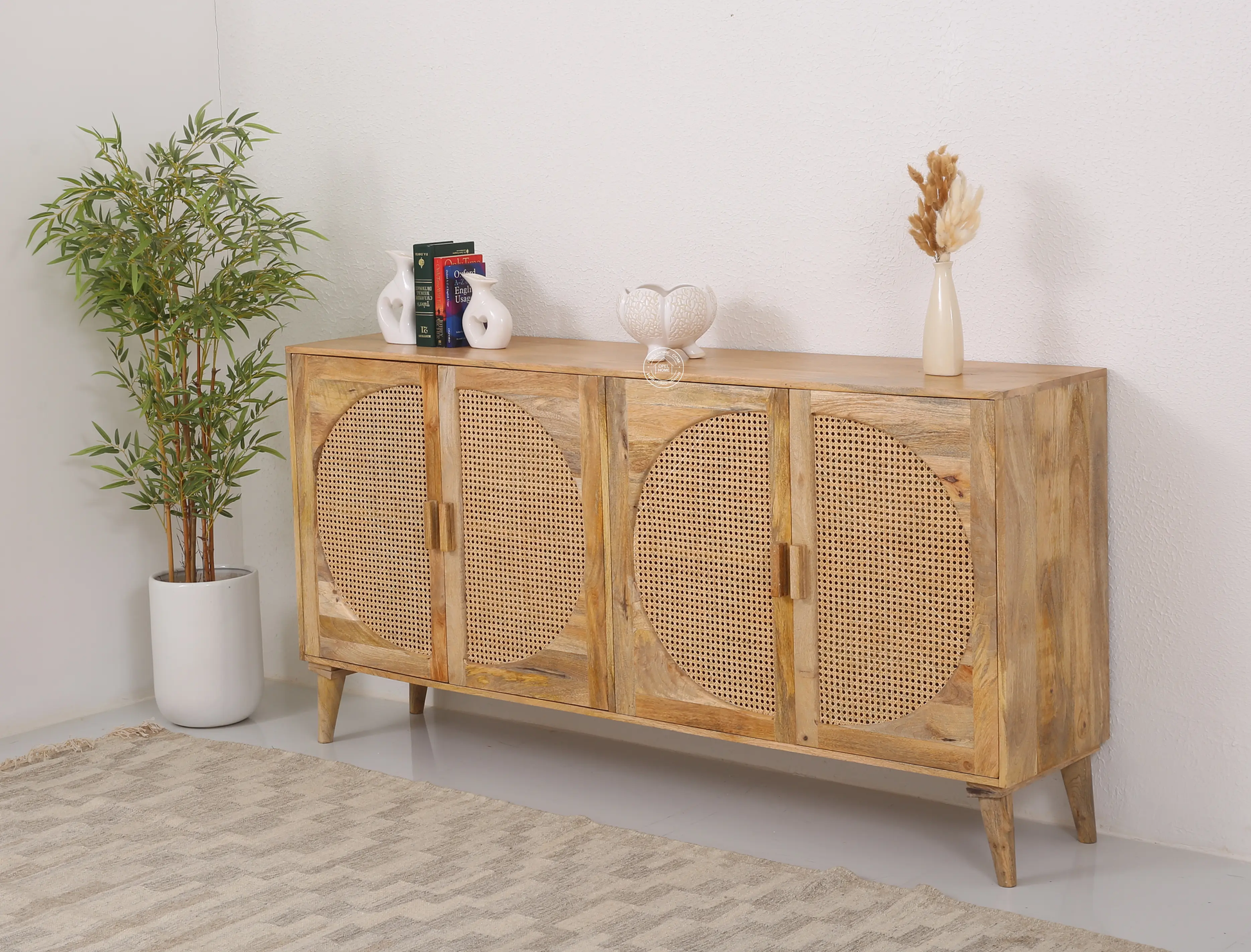Cloud Four Doors Rattan Sideboard - Opelhome