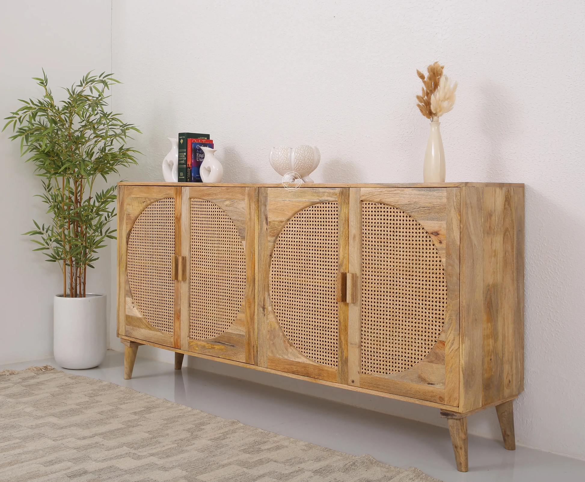 Cloud Four Doors Rattan Sideboard - Opelhome