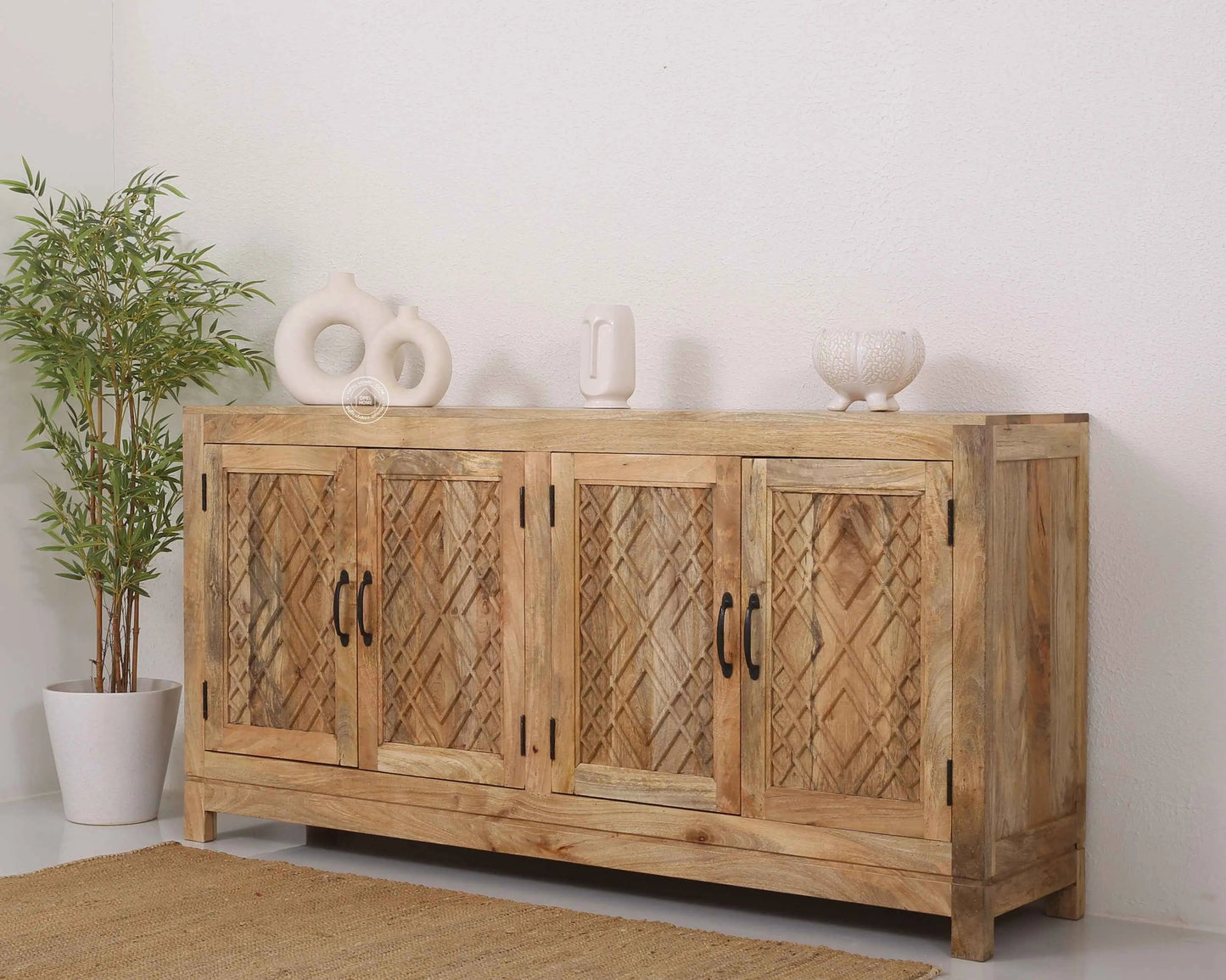 Colton Wooden 4 Door Sideboard – Solid Mango Wood | Opelhome UAE
