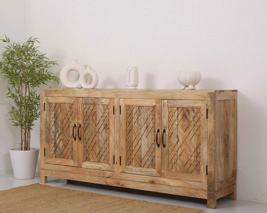 Colton Wooden 4 Door Sideboard – Solid Mango Wood | Opelhome UAE