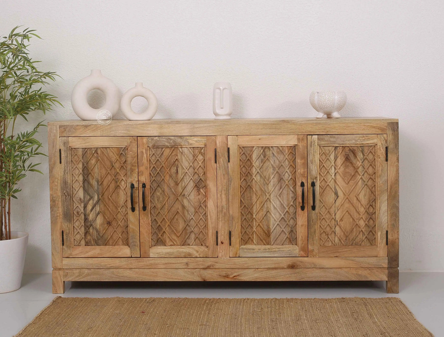 Colton Wooden 4 Door Sideboard – Solid Mango Wood | Opelhome UAE