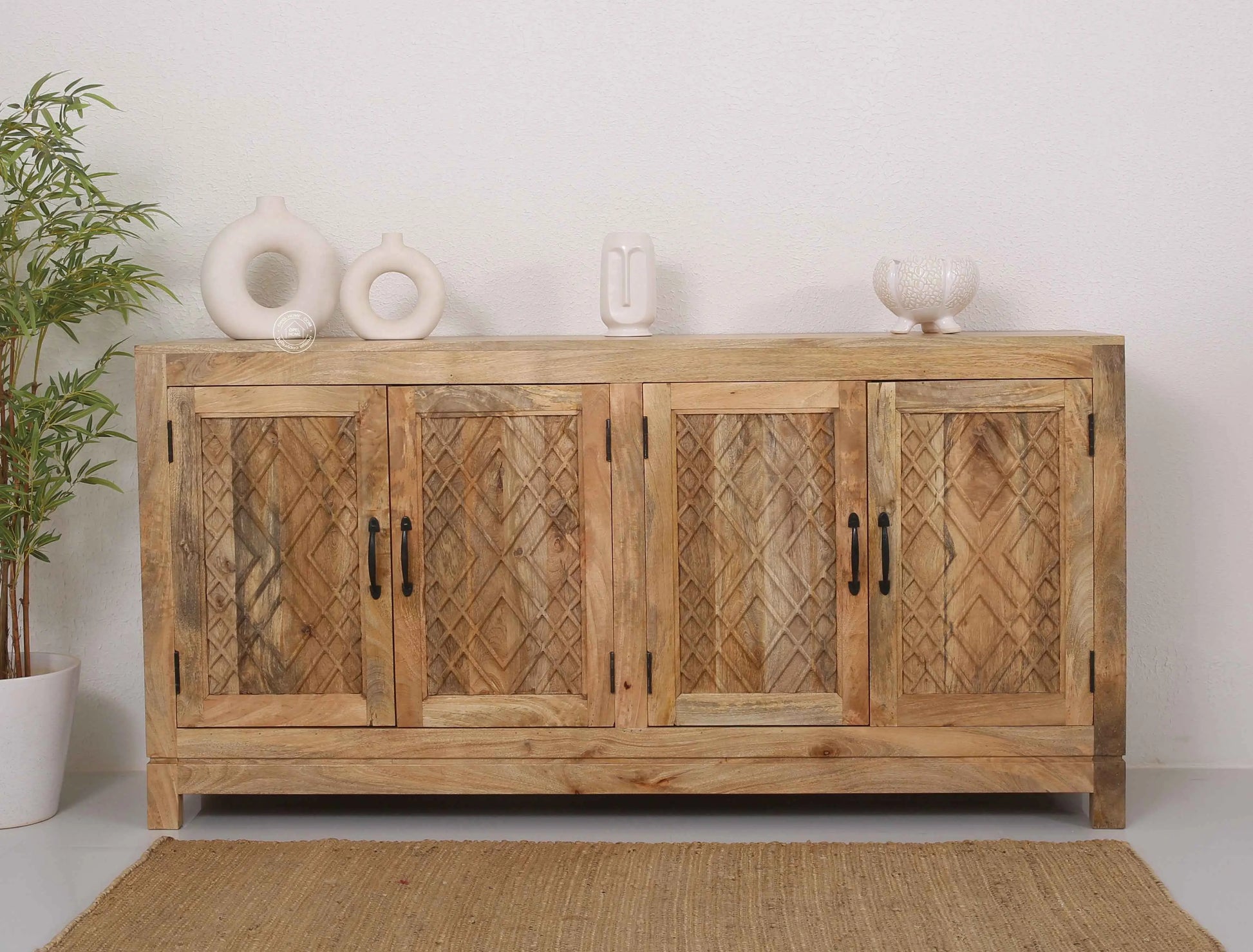 Colton Wooden 4 Door Sideboard – Solid Mango Wood | Opelhome UAE