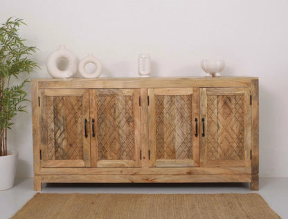 Colton Wooden 4 Door Sideboard – Solid Mango Wood | Opelhome UAE