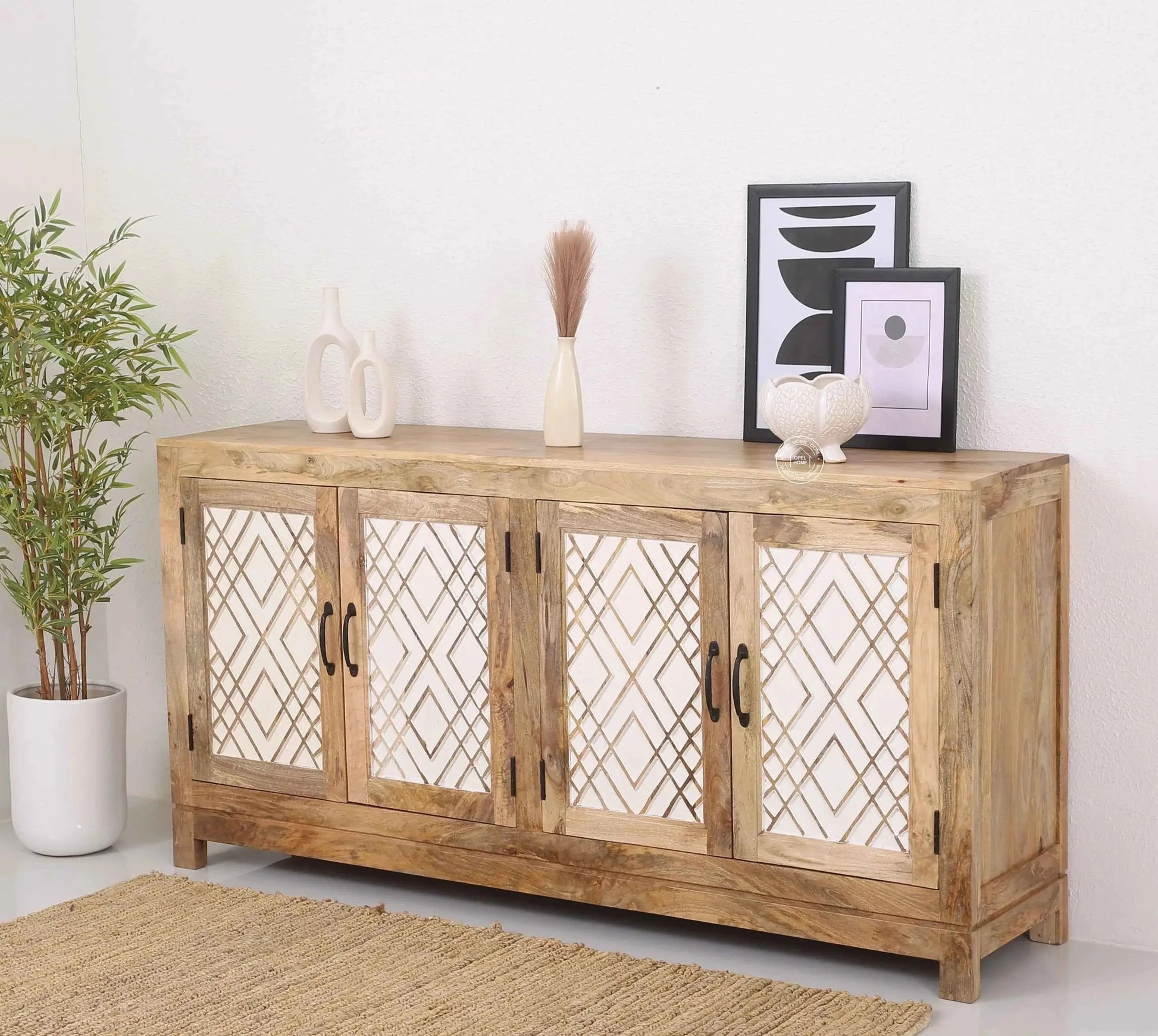 Colton Wooden 4 Door Sideboard – Solid Mango Wood | Opelhome UAE