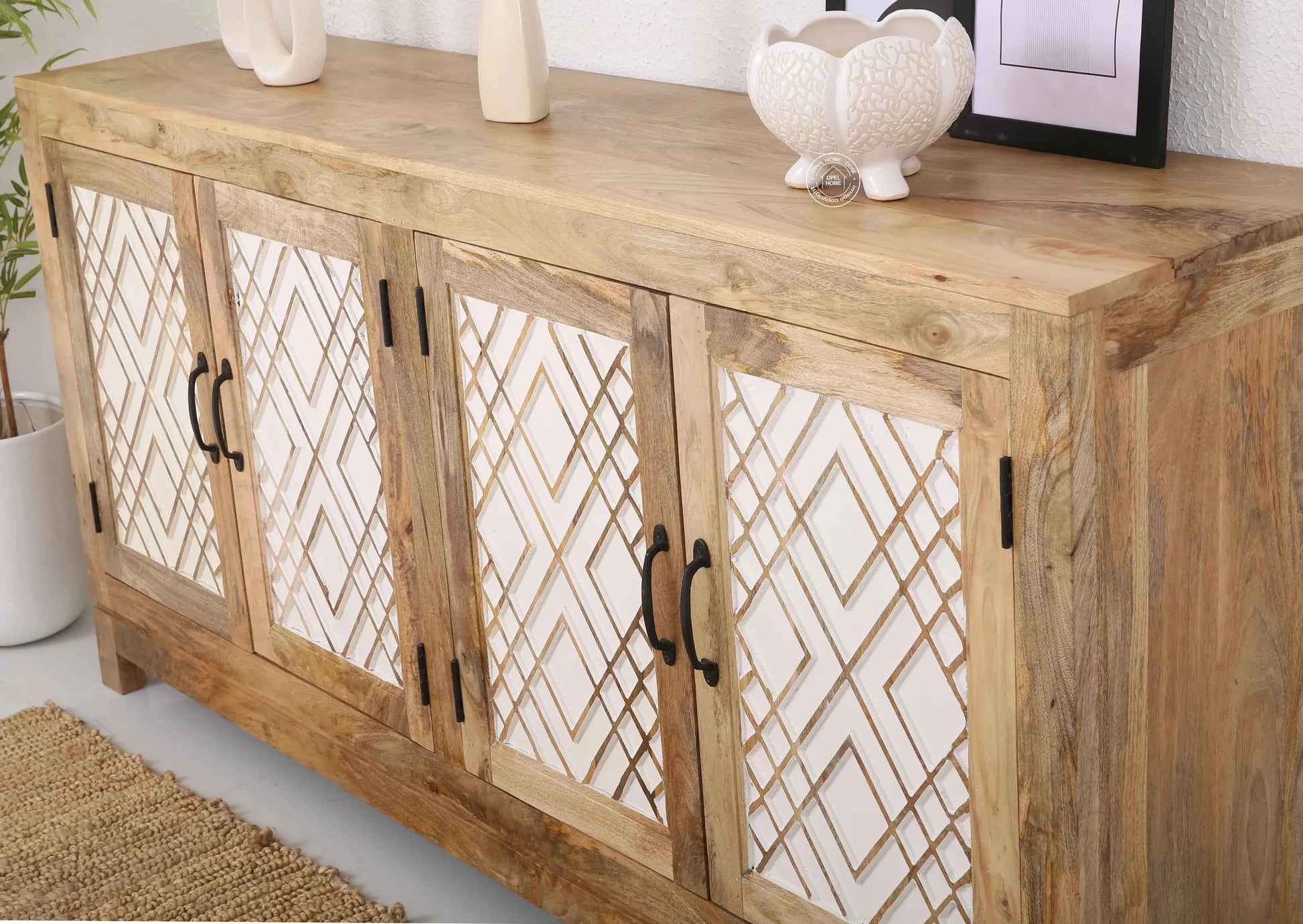 Colton Wooden 4 Door Sideboard – Solid Mango Wood | Opelhome UAE