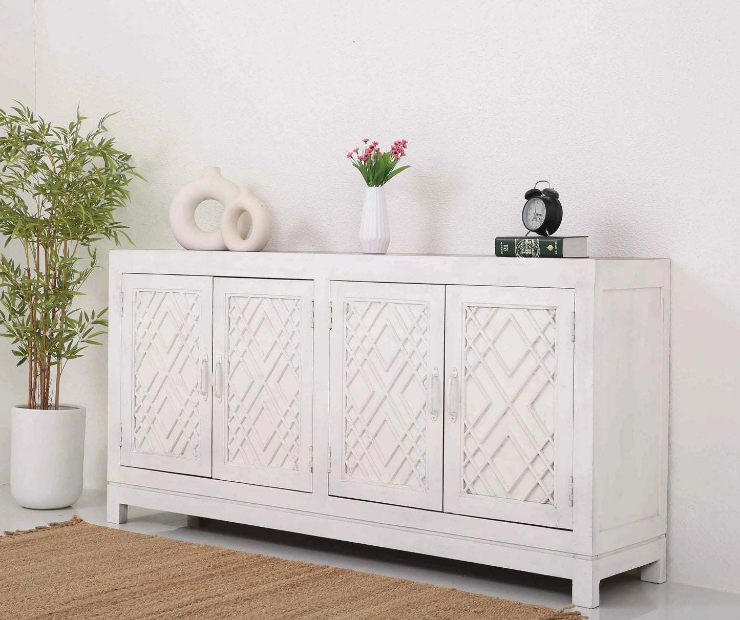 Colton Wooden 4 Door Sideboard – Solid Mango Wood | Opelhome UAE