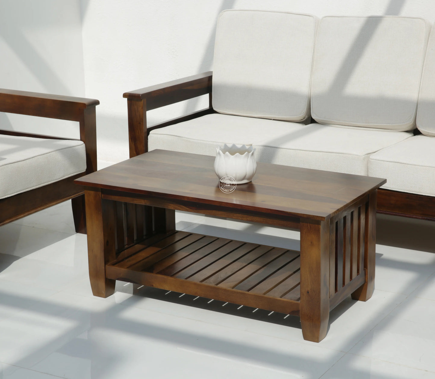 Cowley Wooden Coffee Table – Solid Rose Wood, Walnut Finish | Opelhome UAE - Opelhome
