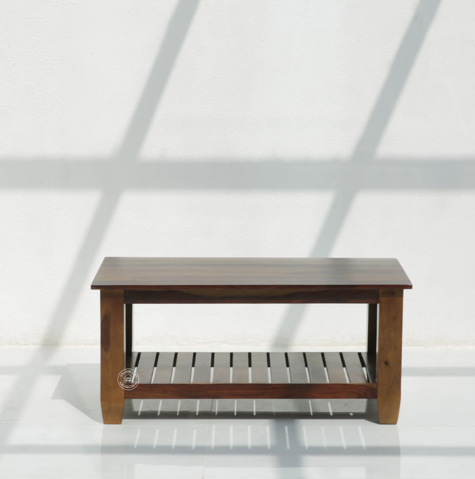 Cowley Wooden Coffee Table – Solid Rose Wood, Walnut Finish | Opelhome UAE - Opelhome