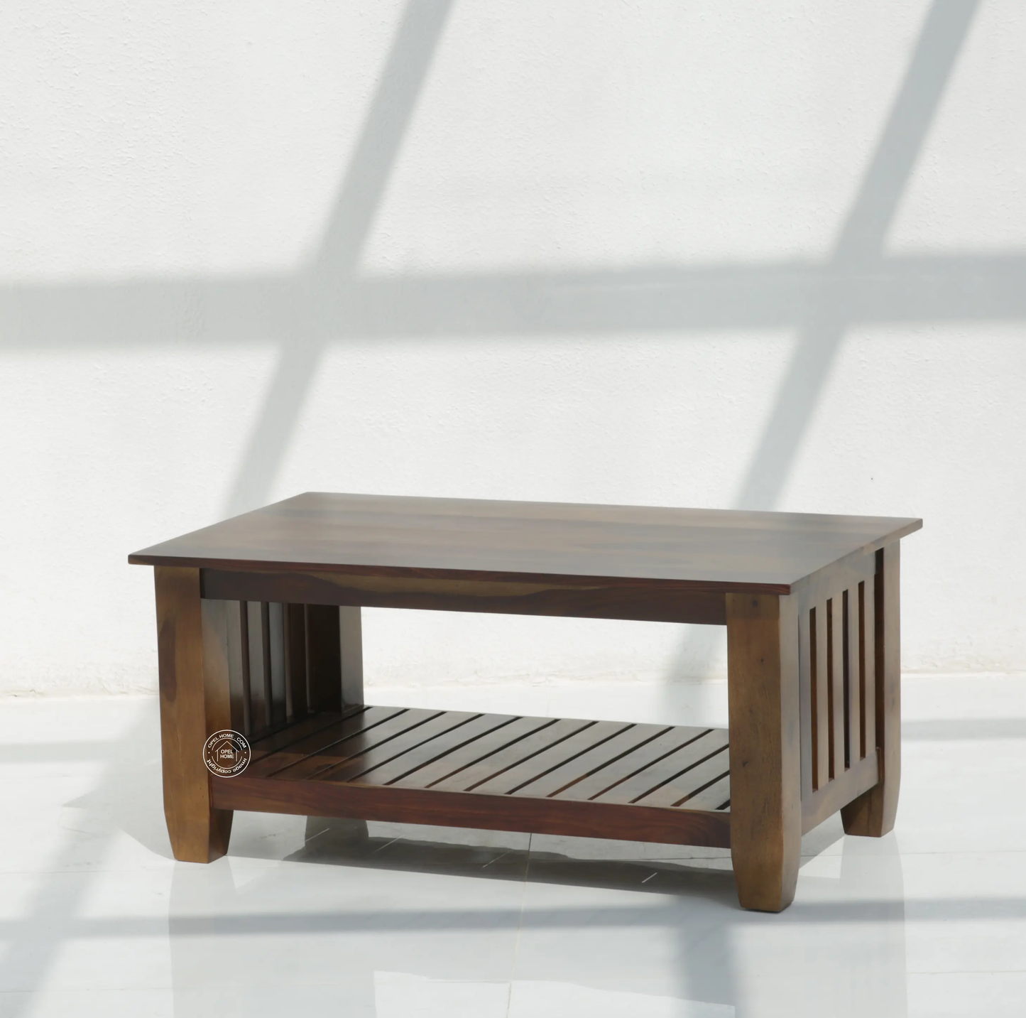 Cowley Wooden Coffee Table – Solid Rose Wood, Walnut Finish | Opelhome UAE - Opelhome