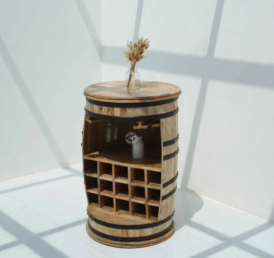 Creston Industrial Barrel Cocktail Cabinet
