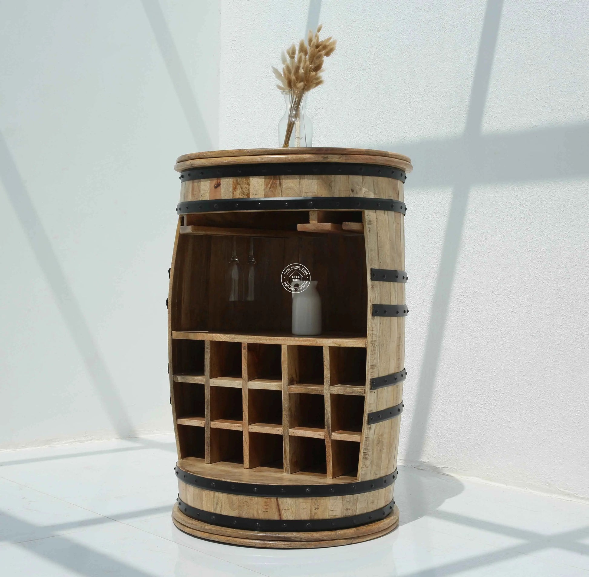 Creston Industrial Barrel Cocktail Cabinet