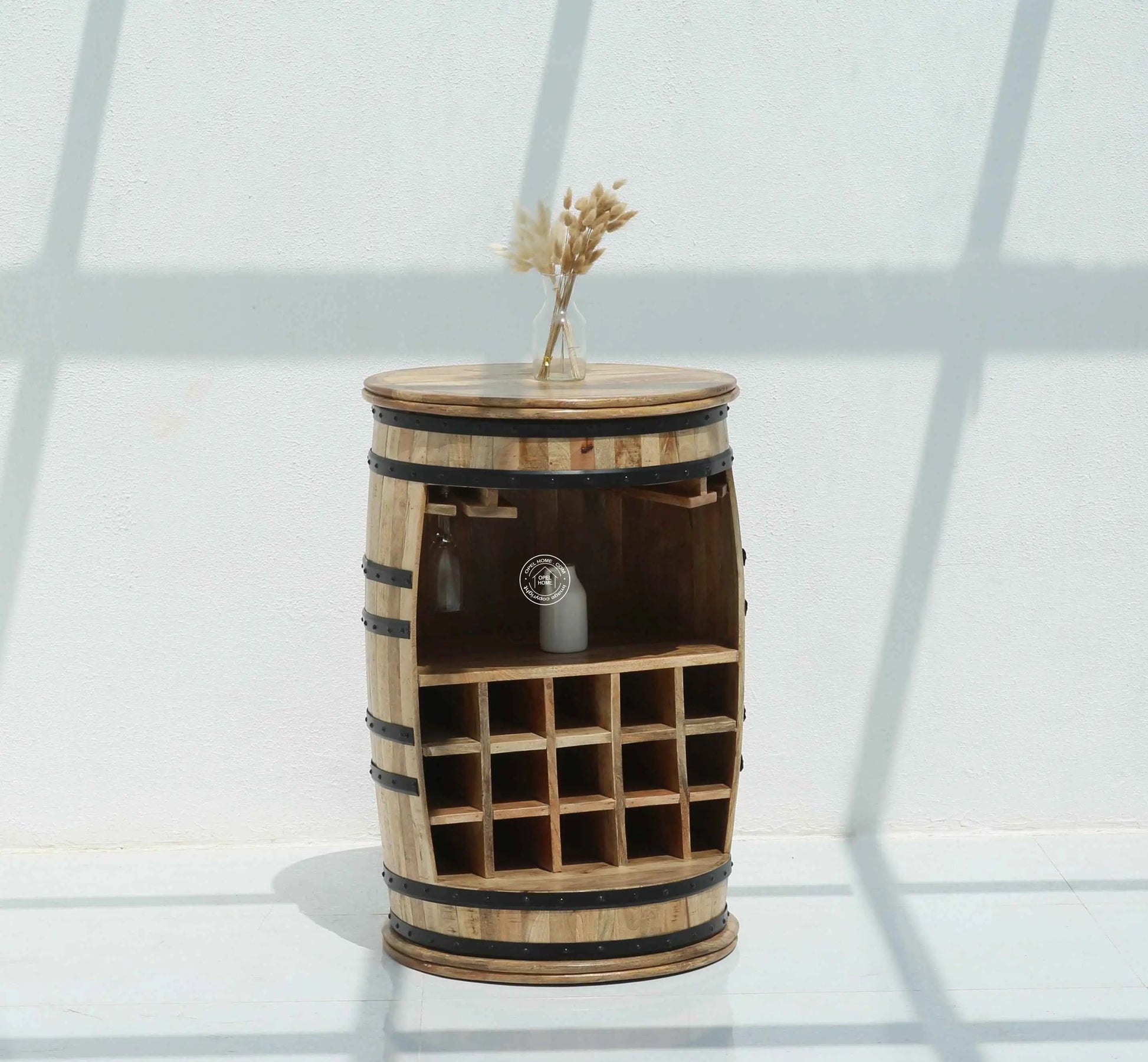 Creston Industrial Barrel Cocktail Cabinet