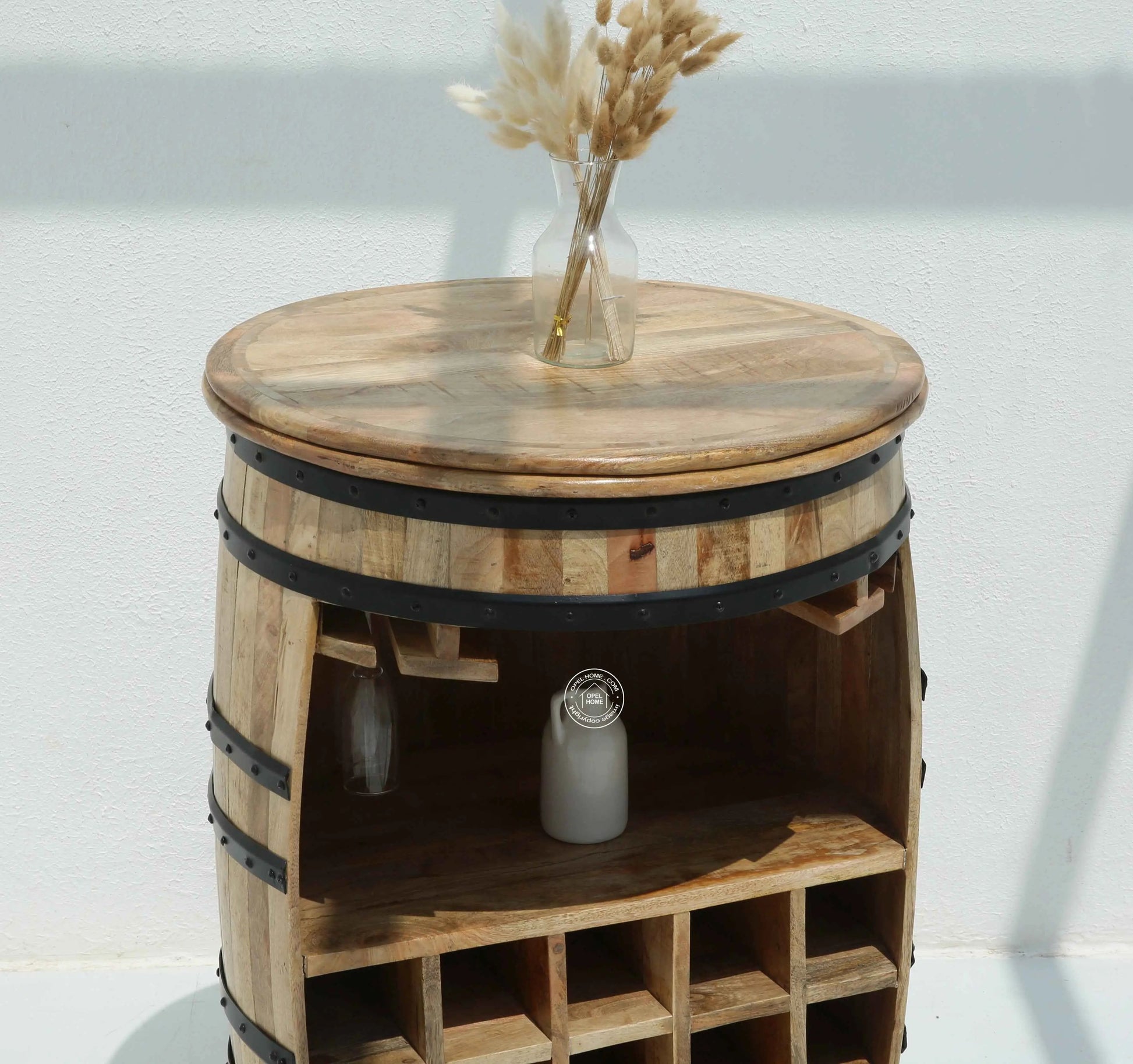 Creston Industrial Barrel Cocktail Cabinet