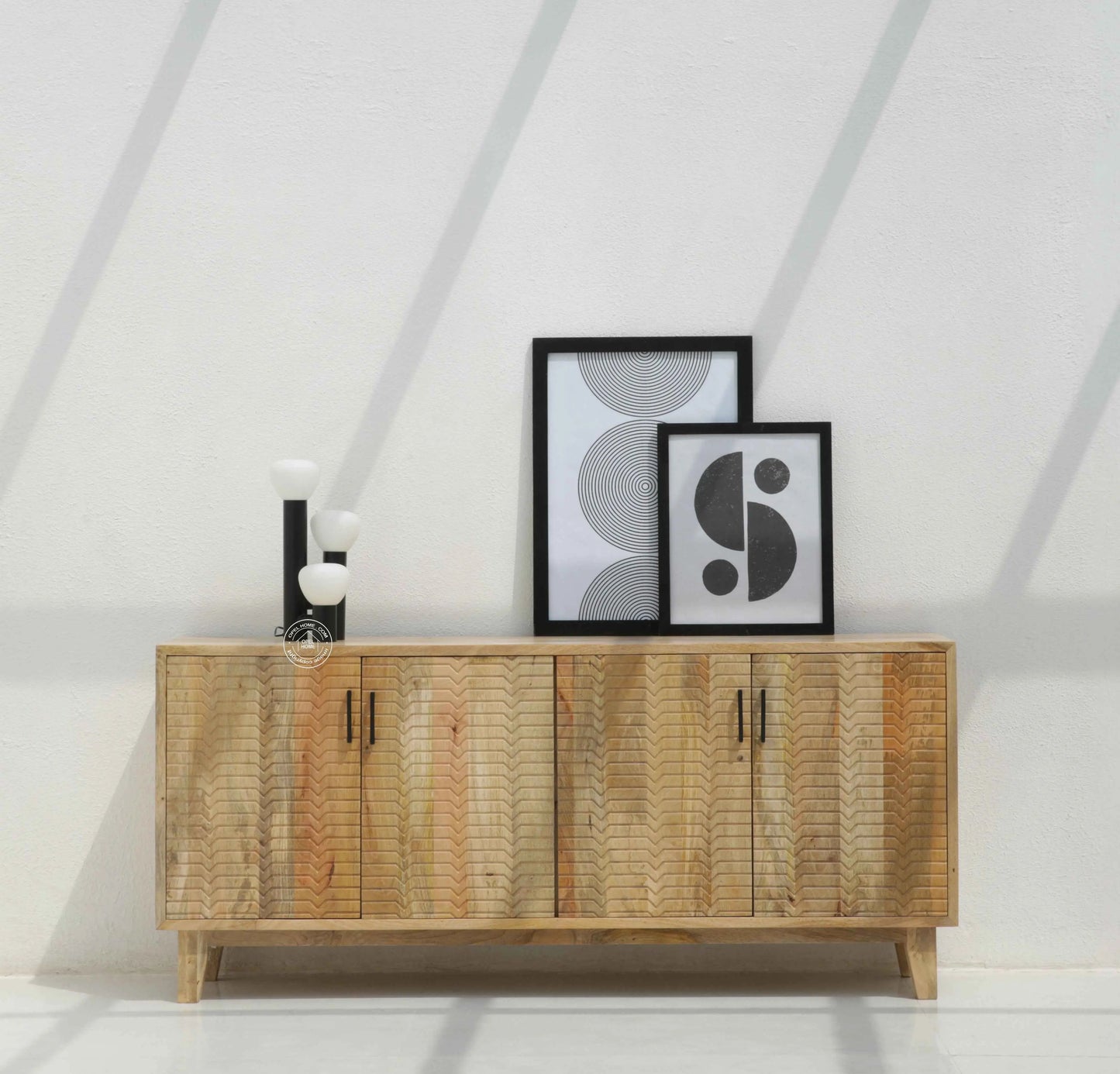 Croft Wooden Sideboard with 4 Doors – Solid Mango Wood, Natural Finish | Opelhome UAE